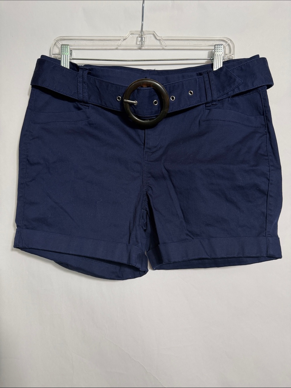 Torrid Navy Blue Belted Cuffed Shorts Ring Buckle Belt 12